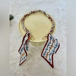 🛍️2/$30 Floral Scarf Chain Strap with Gold Hardware